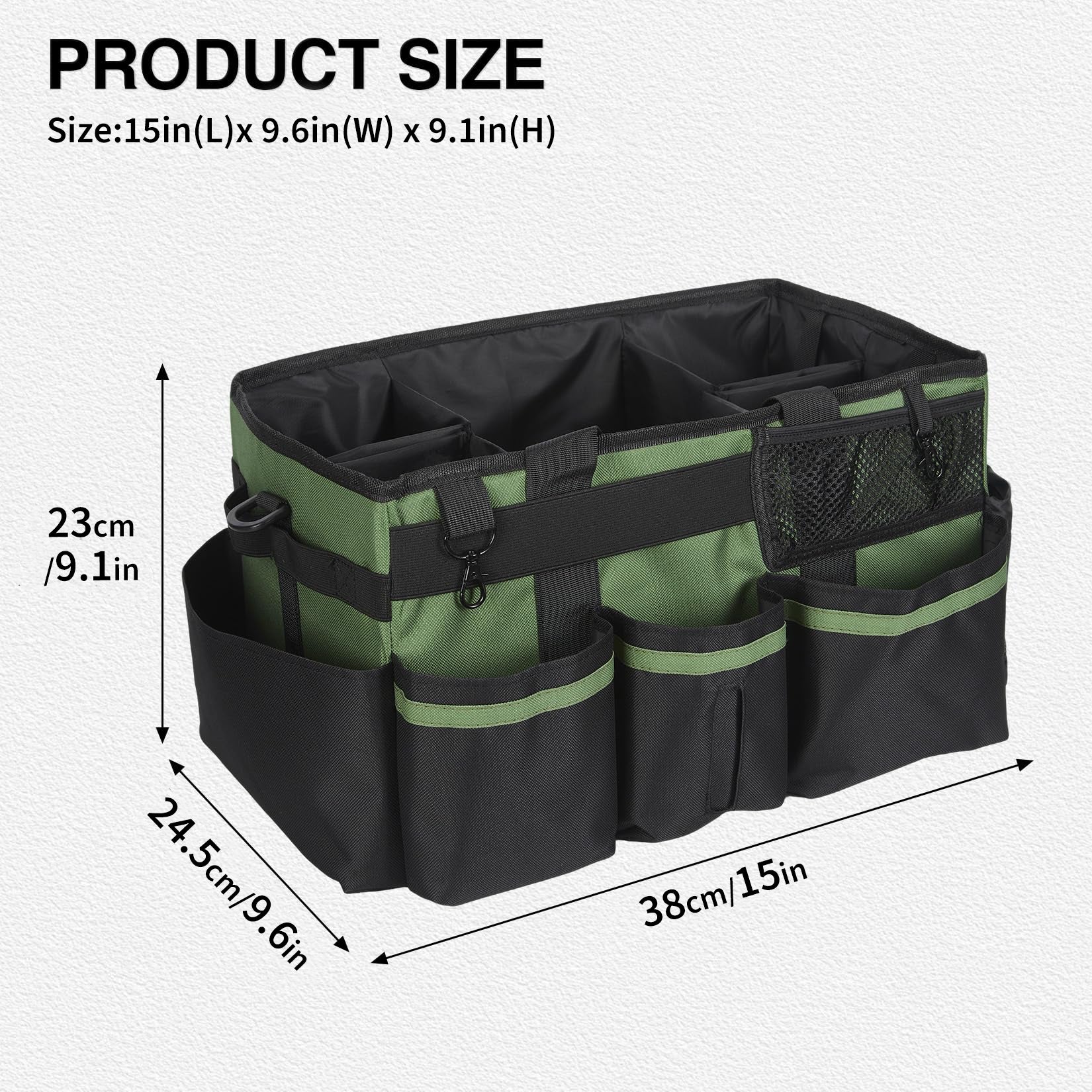 Garvee Extra Large Wearable Cleaning Caddy with Adjustable Shoulder Strap & Waist Belt, Heavy Duty Waterproof Oxford Fabric Organizer, 18.11x11.02x11.02 Inches