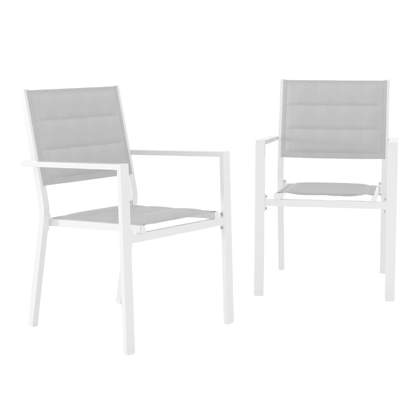 Garvee Patio Stackable Chairs Set of 2, Outdoor Aluminum Stacking Dining Chairs with Textilene Fabric for Outdoor, Patio, Deck, Backyard,White