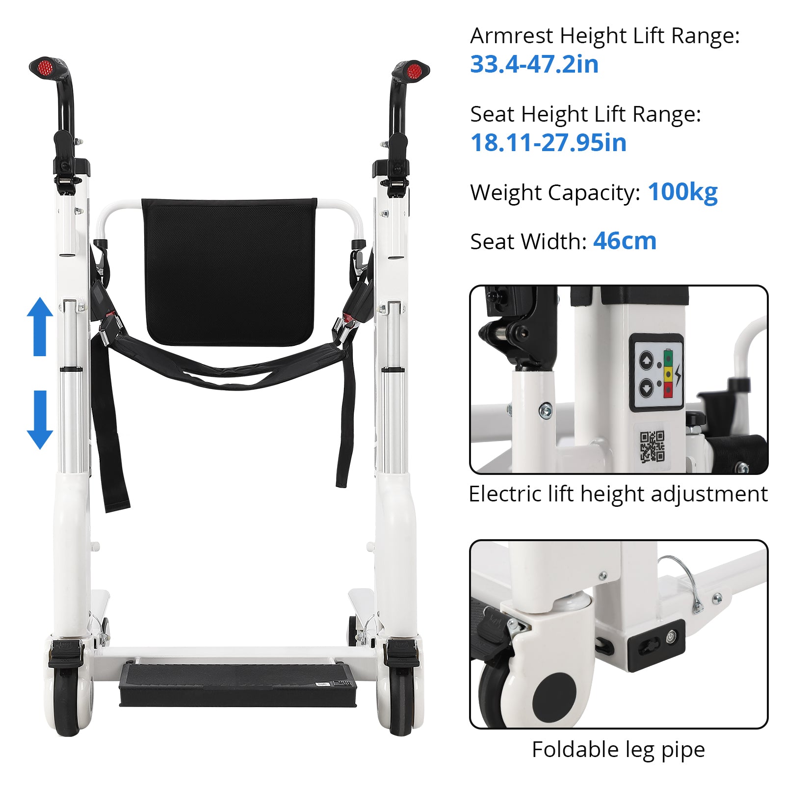 Garvee Hoyer Lifts for Home Use, Electric Patient Lift Transfer Chair,Hydraulic Patient Lift Transfer Chair, Bathroom Wheelchair with 180° Split Seat and Potty, Portable Elderly Lift