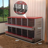 Garvee 10-Compartment Galvanized Steel Nest Box - w/Perch Rod, Egg Tray & Ventilation, Rustproof for Poultry Coops Quick Assembly