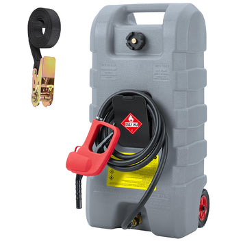 Garvee 15 Gallon Portable Fuel Caddy, 10-ft hose, siphon pump, 7.5 L/min manual nozzle, diesel/gasoline tank - Gray