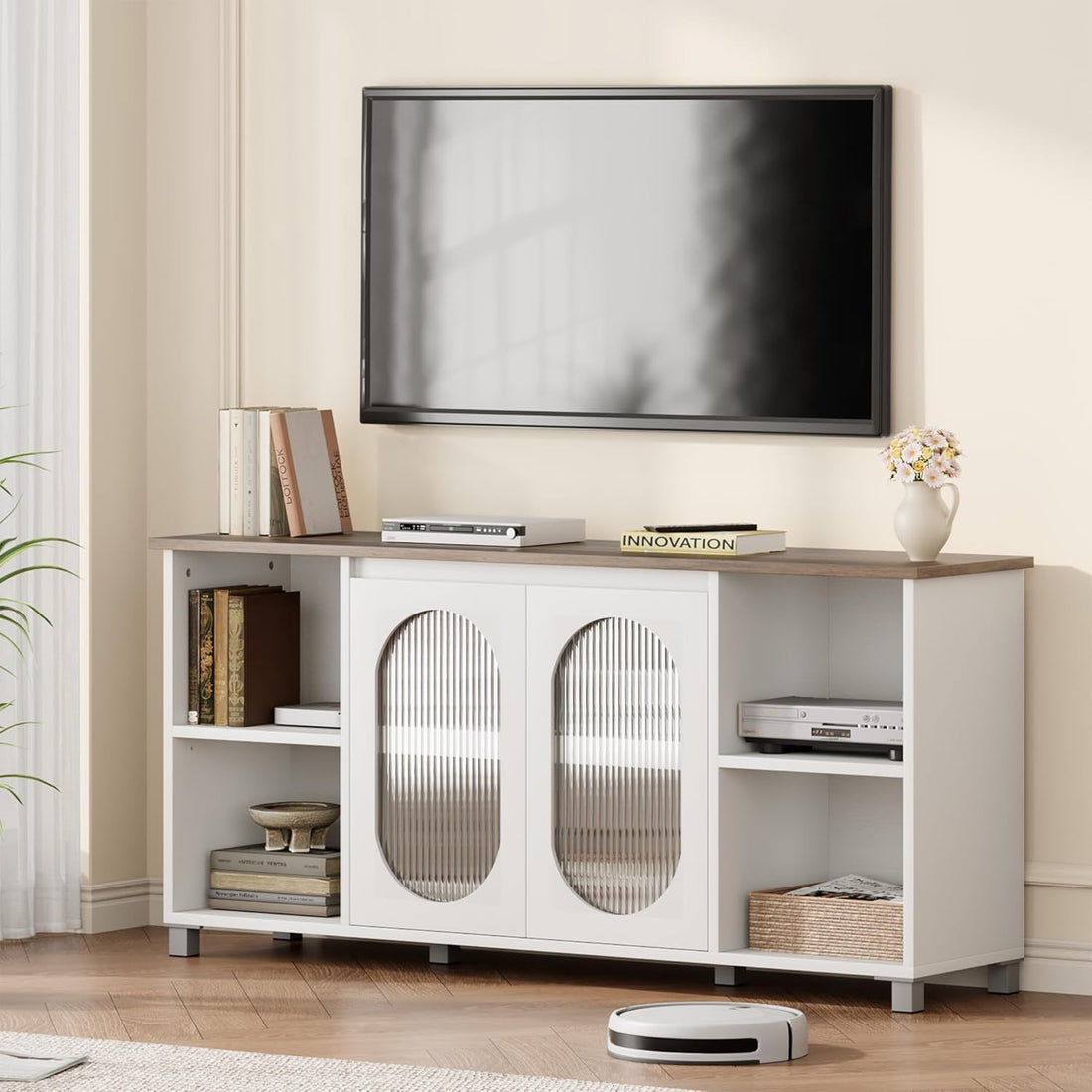 Garvee TV Stand With Glass
