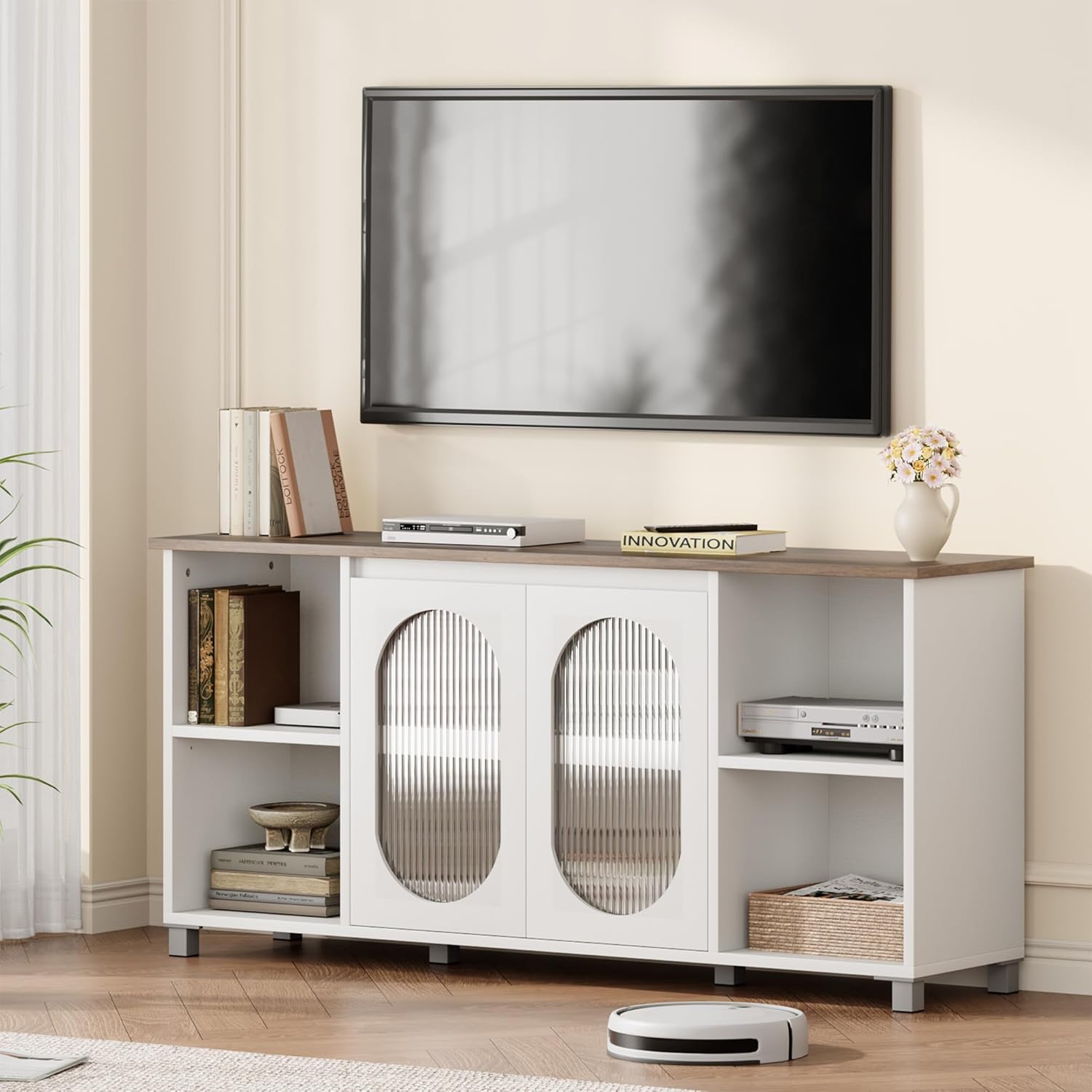 Garvee TV Stand With Glass