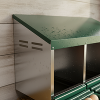 Garvee Chicken Nesting Box 3-Compartment Metal Rollout Egg Collection Galvanized Steel Durable Ventilated Easy Setup for Chicken Coop