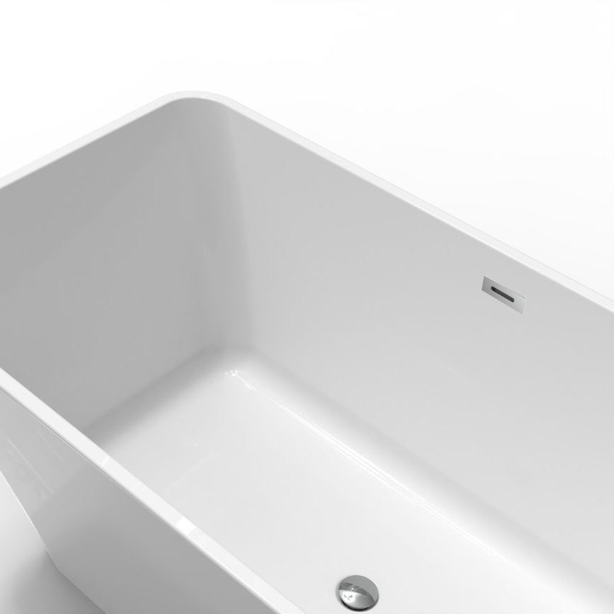 Garvee SZ3 59" Freestanding Acrylic Bathtub in Streamline Design with Chrome Overflow and Drain, cUPC Certified, White