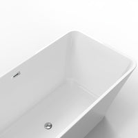 Garvee SZ3 59" Freestanding Acrylic Bathtub in Streamline Design with Chrome Overflow and Drain, cUPC Certified, White
