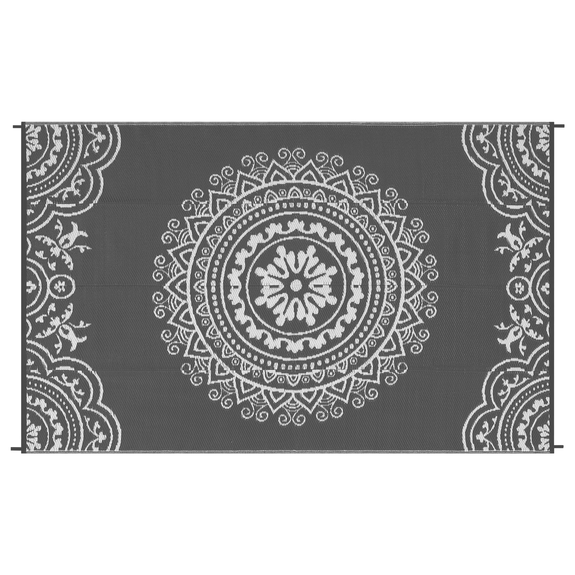 Garvee Outdoor Grey & White 5x8 Reversible Mats, Plastic Straw Rug, Modern Area Rug, Large Floor Mat for Outdoors, RV, Patio, Backyard, Deck, Picnic, Beach, Trailer, Camping, Porch, Balcony