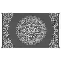 Garvee Outdoor Grey & White 5x8 Reversible Mats, Plastic Straw Rug, Modern Area Rug, Large Floor Mat for Outdoors, RV, Patio, Backyard, Deck, Picnic, Beach, Trailer, Camping, Porch, Balcony