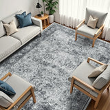 Garvee Persian Grey 10x13 Living Room Washable Non Slip Vintage Retro Rugs Low Pile Chenille Print Rug for Bedroom Dining Room Home Office - Gray