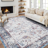 Garvee Area Rugs 4x6 Washable Vintage Printed Indoor Floor Carpet with Non-Slip Backing, Oriental Distressed Accent Rugs, Non-Shedding Soft Low Pile Carpet for Bedroom, Office, Colorful - Colorful