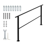 Garvee Metal Hand Rails for Outdoor Steps, Outdoor Handrail Stair Railing Kit, Exterior Hand Rails for Concrete Steps Porch Steps & Deck, Stair Rails for Seniors-Height Adjustable - Black