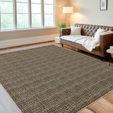 Garvee Large Modern Area Rug 9x12 Washable Braided Print Living Room Rug with Non-Slip Backing, Stain-Resistant Contemporary Floor Cover, Soft Low Pile Indoor Mat for Bedroom, Camel - Camel