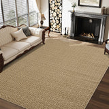 Garvee Washable Braided Print Area Rugs with Non-Slip Backing, Low Pile Ultra-Thin Floor Carpet for Living Room, Modern Design Printed Rug for Bedroom Dining Room - Camel