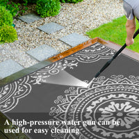 Garvee Outdoor Grey & White 5x8 Reversible Mats, Plastic Straw Rug, Modern Area Rug, Large Floor Mat for Outdoors, RV, Patio, Backyard, Deck, Picnic, Beach, Trailer, Camping, Porch, Balcony