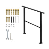 Garvee Metal Hand Rails for Outdoor Steps, Outdoor Handrail Stair Railing Kit, Exterior Hand Rails for Concrete Steps Porch Steps & Deck, Stair Rails for Seniors-Height Adjustable - Black