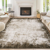 Garvee Modern Brown 9x12 Area Rug for Living Room, Bordered Abstract Washable Non-Slip Bedroom Rug, Ultra-Thin Soft Large Area Rug Floor Carpet for Bedroom Dining Room - Brown