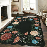 Garvee 5x7 Black Irregular Area Rugs for Living Room Ultra Soft Washable Rugs for Bedroom Non Slip Nursery Rug Non Shedding Kids Rug Modern Floral Playroom Carpet for Bedroom Dining Room - Black