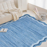 Garvee Large Scalloped Area Rug 10x13 Modern Abstract Rug for Living Room, Non-Slip Non-Shedding Washable Soft Floor Carpet, Low-Pile Foldable Print Rug for Nursery Home Office, Blue - Blue
