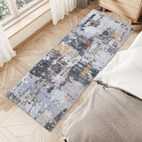 Garvee Washable Abstract Area Rug, Ultra Soft 100% Polyester Low Pile Foldable Carpet for Bedroom, Living Room & Hallway, Gray, 2x6 - Multicolor