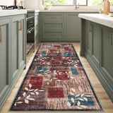 Garvee Modern Floral Red/Brown 2x6 Area Rugs for Living Room, Soft Washable Rugs, Large Rugs for Bedroom, Dining Room or Home Office, Non-Slip Backing, Stain Resistant Home Decor Rug, Red/Brown - Red/Brown