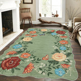 Garvee 10x13 Floral Area Rug Ultra Large Irregular Living Room Rugs Modern Aesthetic Soft Rug for Dining Room Stain Resistant Machine Washable Rug Indoor Home Office Carpet, Green - Green