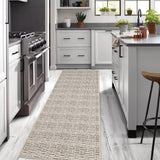Garvee Modern Runner Rug 2x6 Washable Braided Print Area Rug with Non-Slip Backing, Soft Low Pile Accent Carpet, Stain-Resistant Contemporary Indoor Mat for Kitchen, Bedroom, Beige Grey - Beige Gray