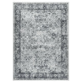 Garvee Persian Grey 2x6 Living Room Washable Non Slip Vintage Retro Rugs Low Pile Chenille Print Rug for Bedroom Dining Room Home Office - Gray