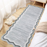 Garvee Modern Abstract Soft Runner Rug 2x6 Scalloped Washable Rug for Hallway, Non-Slip Non-Shedding Kitchen Carpet, Low-Pile Foldable Print Rug for Entryway Laundry Room Foyer, Gray - Gray