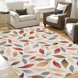 Garvee Botanical Area Rug 10' x 13' Washable Leaves Pattern Modern Indoor Carpet Low Pile Soft Foldable Floral Accent Throw Rug Non Slip Non Shedding Living Room Rug for Home Office, Red - Beige/Red