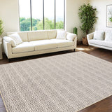 Garvee Modern Living Room Rug 8x10 Large Washable Braided Print Accent Carpet with Non-Slip Backing, Soft Low Pile Area Rug, Stain-Resistant Contemporary Floor Cover for Dining Room, Beige Grey - Beige Gray