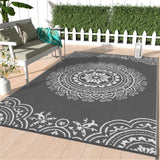 Garvee Outdoor Grey & White 6x9 Reversible Plastic Straw Rug, Modern Large Mat Easy Clean for Patio Deck RV Camping Beach Backyard - Gray & White