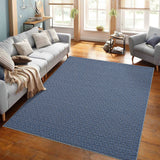 Garvee Washable Braided Print Area Rugs with Non-Slip Backing, Low Pile Ultra-Thin Floor Carpet for Living Room, Modern Design Printed Rug for Bedroom Dining Room - Blue
