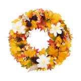 Garvee 24 Inch Fall Front Door Wreath Decorations, with Pinecone, Maple Leaf, White Flowers, Fall Thanksgiving Decor Indoor Outdoor, for Home Office Party Window Fireplace Decoration