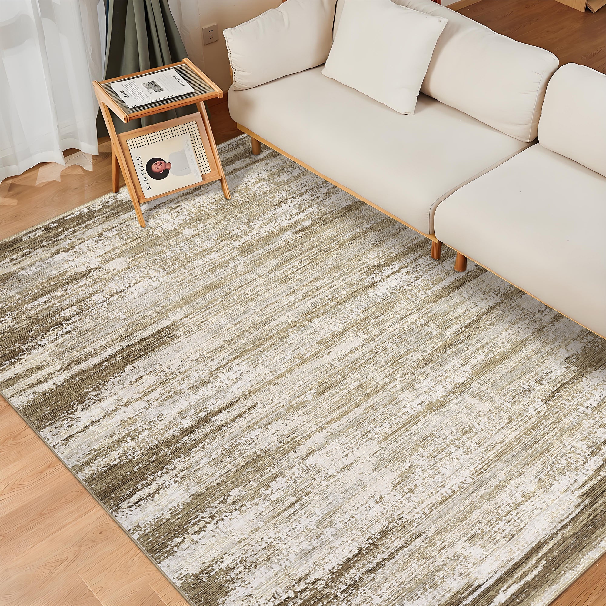 GARVEE Camel Rug 8x10 Modern Abstract Area Rug Non-Slip Ultra Soft ...