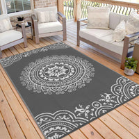 Garvee Outdoor Grey & White 5x8 Reversible Mats, Plastic Straw Rug, Modern Area Rug, Large Floor Mat for Outdoors, RV, Patio, Backyard, Deck, Picnic, Beach, Trailer, Camping, Porch, Balcony