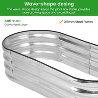 Garvee Raised Garden Bed 4.5×2×1ft Silver Galvanized Metal Planter Box + Anti-Rust + Open Bottom + Rubber Edge + Outdoor Use