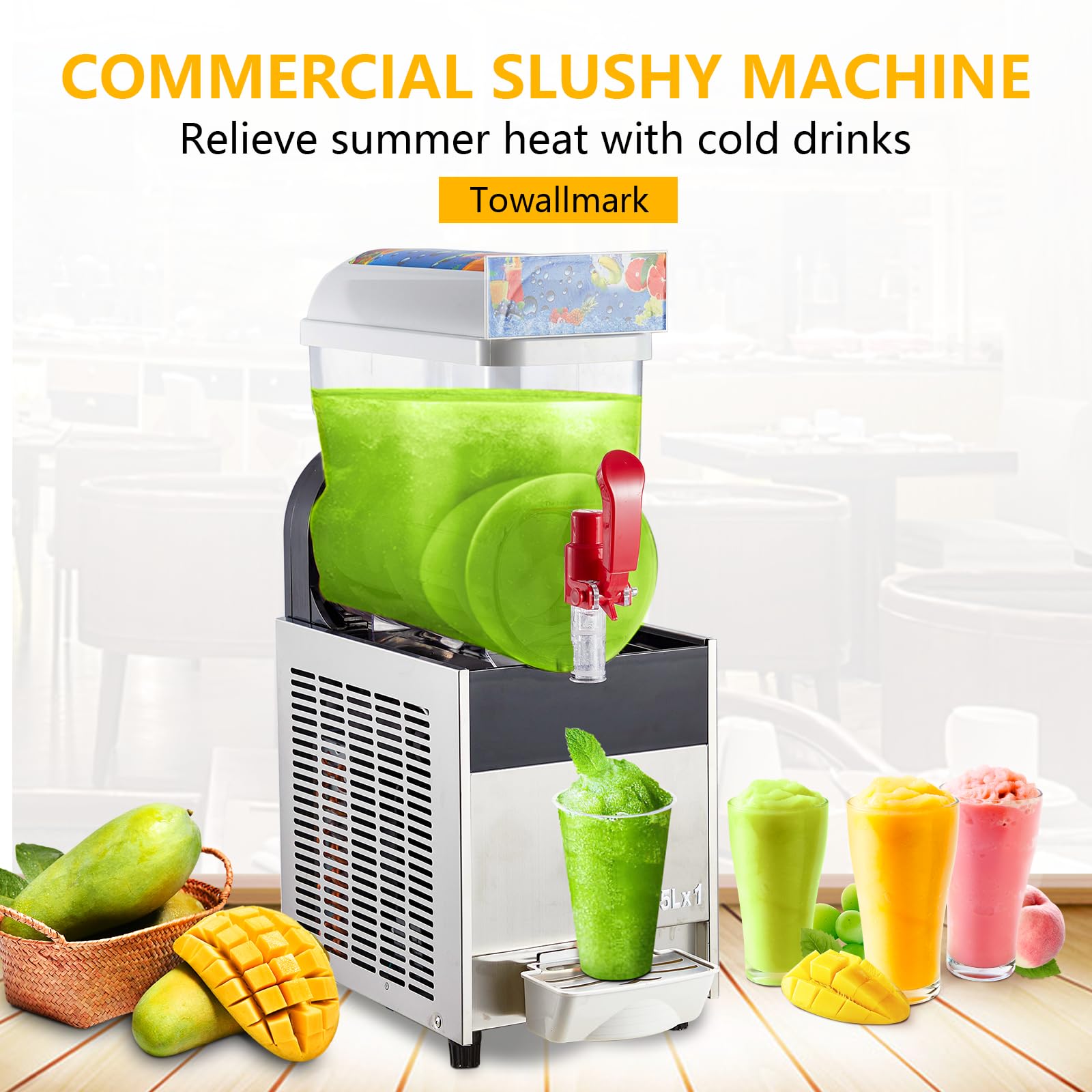 15L Commercial Margarita/Slushy Machine, Food-Grade PC Tanks