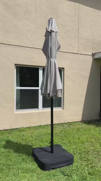 Garvee 15' × 9' Double-Sided Patio Umbrella with Base, 36 Solar LED Lights, UPF50+ Waterproof Rectangle Outdoor Market Umbrella for Pool Deck Backyard