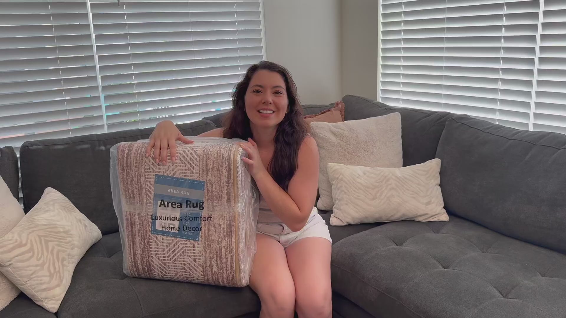 Garvee Bordered Brown 9x12 Large Modern Area Rug Distressed Rug Soft Non Shedding Floor Carpet, Geometric Rug, Washable Non Slip Rug, Low Pile Indoor Area Rug for Living Room, Bedroom