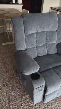 Garvee Manual Recliner Chair with Heat Massage, Widen Overstuffed Oversize Single Sofa Lounge Chair for Big & Tall People with Remote Control 3 Recline Positions 2 Cup Holders Side Pockets, Gray