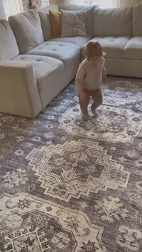 Garvee Machine Washable Rug Grey 8x10 Area Rugs for Living Room Bedroom Large Indoor Carpet Boho Area Rug Oriental Rug Boho Distressed Area Rug for Bedroom Kitchen Home Office