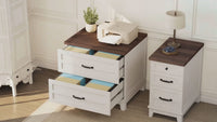 Garvee Farmhouse 2-Drawer Lateral File Cabinet - Brown-White Wooden Storage Organizer - Full Extension Deep Drawers - Adjustable Dividers - Large Capacity for Legal/Letter/A4 Files - Brown-white