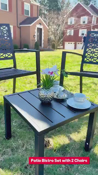 Garvee 3-Piece Outdoor Bistro Set, Modern Patio Furniture Set with Chairs and Table,for Lawn,Garden,Balcony
