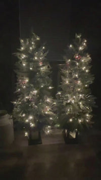 Garvee 4.5ft Christmas Tree, Pre Lit Snow Flocked Artificial Christmas Tree with 200 LED Lights & 8 Lighting Modes, Premium Xmas Pine Tree for Christmas Decoration, Yard, Home, Office