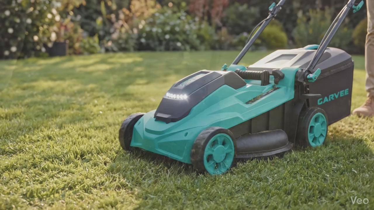 Garvee 17" Cordless Electric Lawn Mower, Battery Powered Brushless Walk-Behind Push Mower, 2-in-1 Mulching & Bagging for Yard & Garden