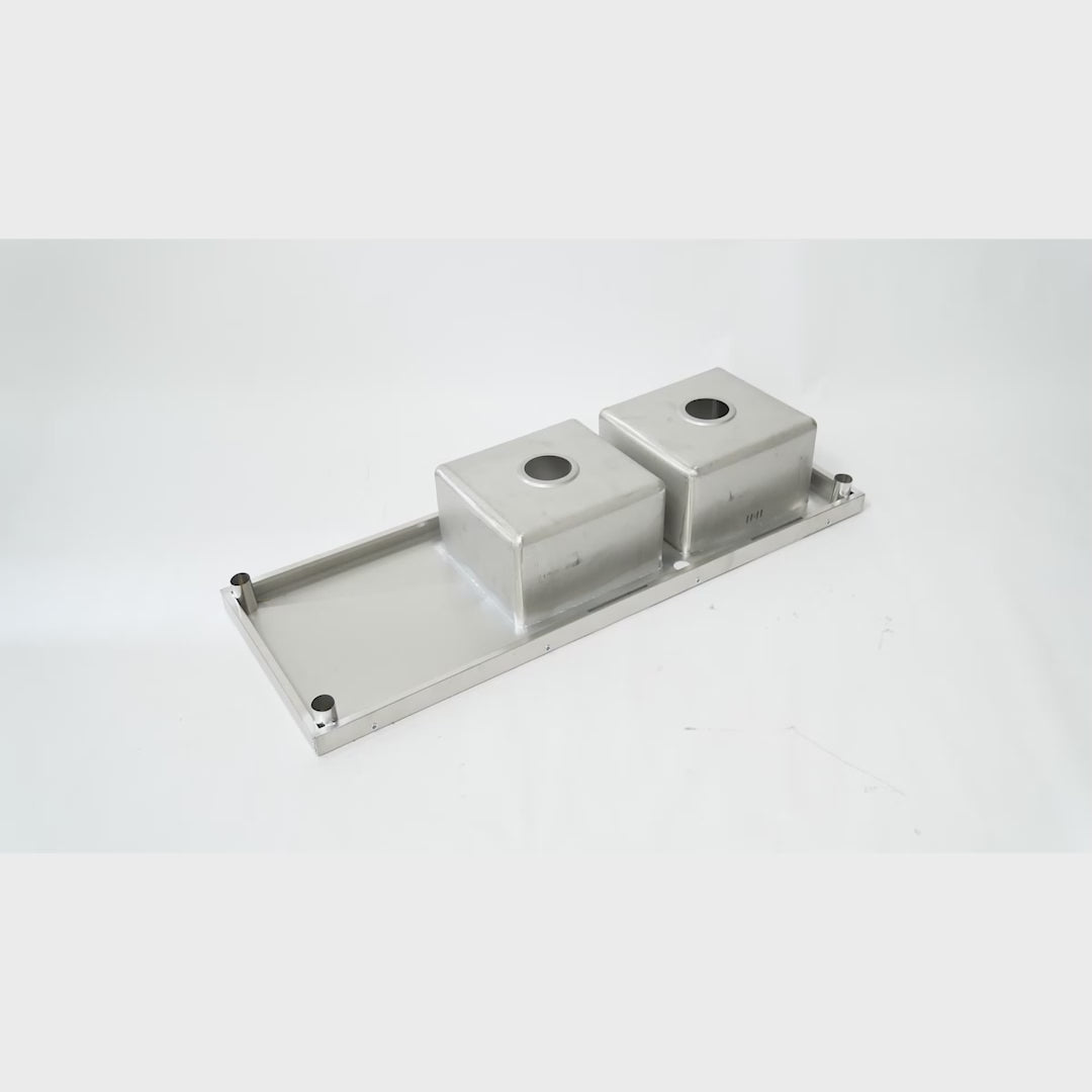 GARVEE 47"x18"x35" Stainless Steel Double Bowl Utility Sink with 360° Rotating Faucets High-Quality Build Ideal for Restaurant Garage Outdoor Cleaning Tasks