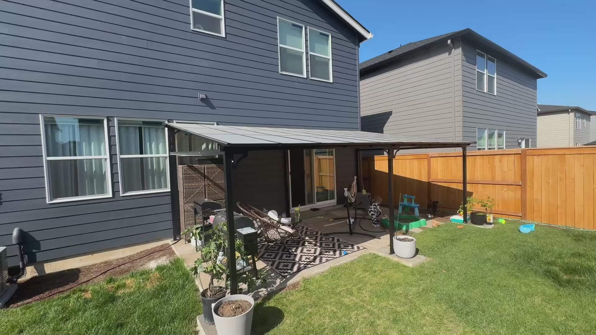 Garvee 12'x 20' Lean to Gazebo, Hardtop Wall Pergola with Polycarbonate Roof, Aluminum Frame Mounted Gazebo for Lawn Patio Deck Yard and Party