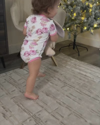 Garvee Area Rug 5x7, Modern Abstract Plaid Rugs, Non-Slip Jute Backing, Ideal for Bedroom Living Room - Beige