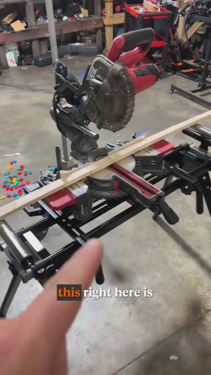 Garvee 440Lbs Portable Miter Saw Stand, Folding Universal Saw Stand, 76-4/5'' Adjustable Stainless Steel Table, Compatible with Most Table Saws