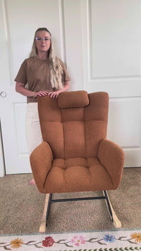 Garvee Nursery Rocking Chair, Upholstered Baby Fluffy Glider Rocker, Reading Chair with High Backrest, Comfy Chairs for Living Room, Bedroom, Nursing